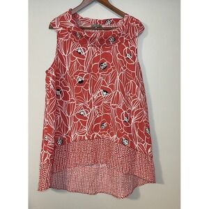 Habitat Palm Beach Tomato Red Cowl Neck Tunic‎ Top Floral L